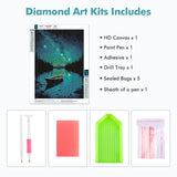 MOGTAA Starry Night Diamond Art Painting Kits for Adults, Canoe Lake Moon Diamond Painting Kits for Beginners, DIY 5D Diamond Dots Kits Landscape Gem Craft for Home Art Decor 12x16 inch MOGTAA