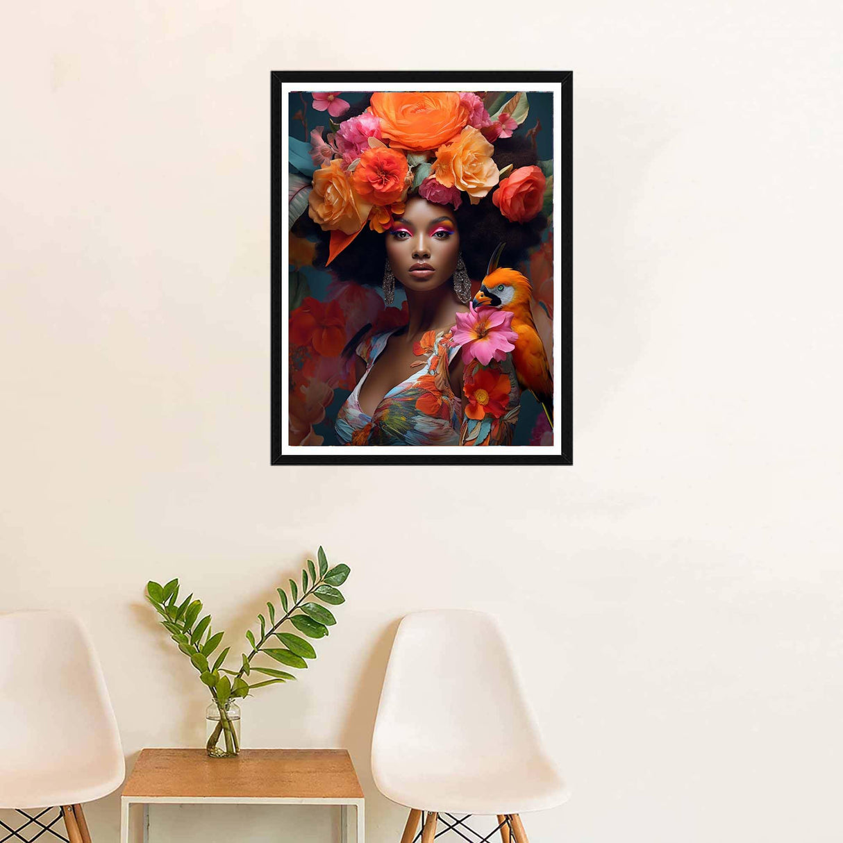 SKRYUIE 5D African Woman Diamond Painting Kits - DIY Diamond Art Kits for Adults African American, Full Round Drill - Crystal Cross Stitch - Adults Craft for Wall & Office Decor - 12x16 inch SKRYUIE