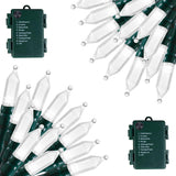 Battery Operated Christmas Lights 2 Pack 18 Feet 50 LED Clear Mini String Lights with 8 Modes Waterproof Tree Lights for Xmas Outdoor Indoor Holiday Party Garden Decor, Pure White Brightown