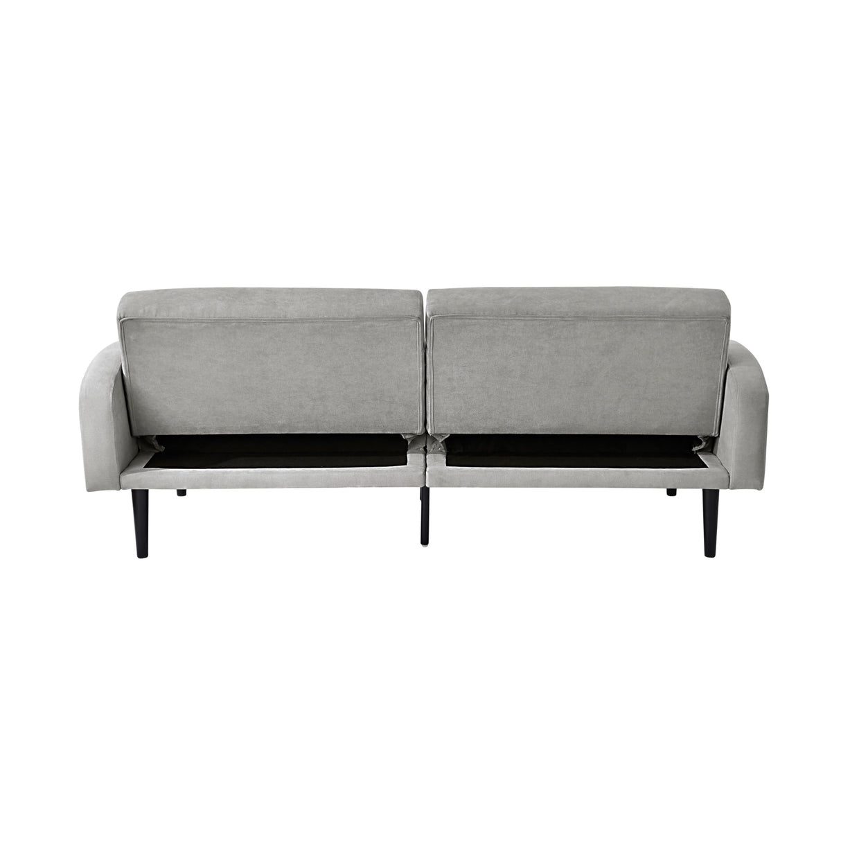 Serta® Roswell 77" Split Back Convertible Sofa, Full-Size, Dream Coil® Comfort, Modern Urban Style, Tufted Back, Solid Wood Legs w/Metal Support Leg, Easy Assembly, Woven Polyester Fabric, Light Gray Serta