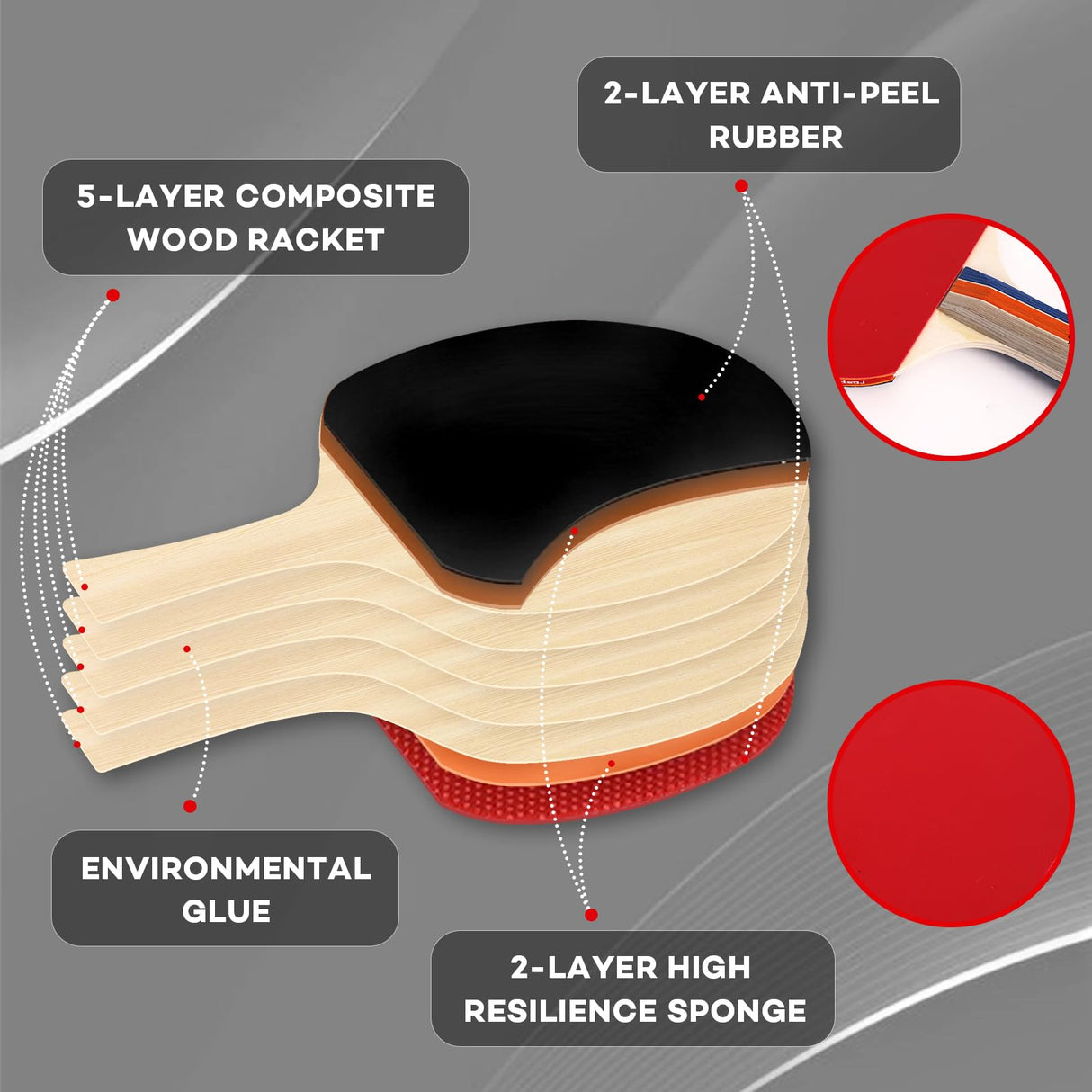 FBSPORT Ping Pong Paddle Set, Table Tennis Set with 4 Rackets and 8 Balls, Retractable Net with Storage Bag - Pingpong Paddle Accessories for Indoor/Outdoor Games FBSPORT