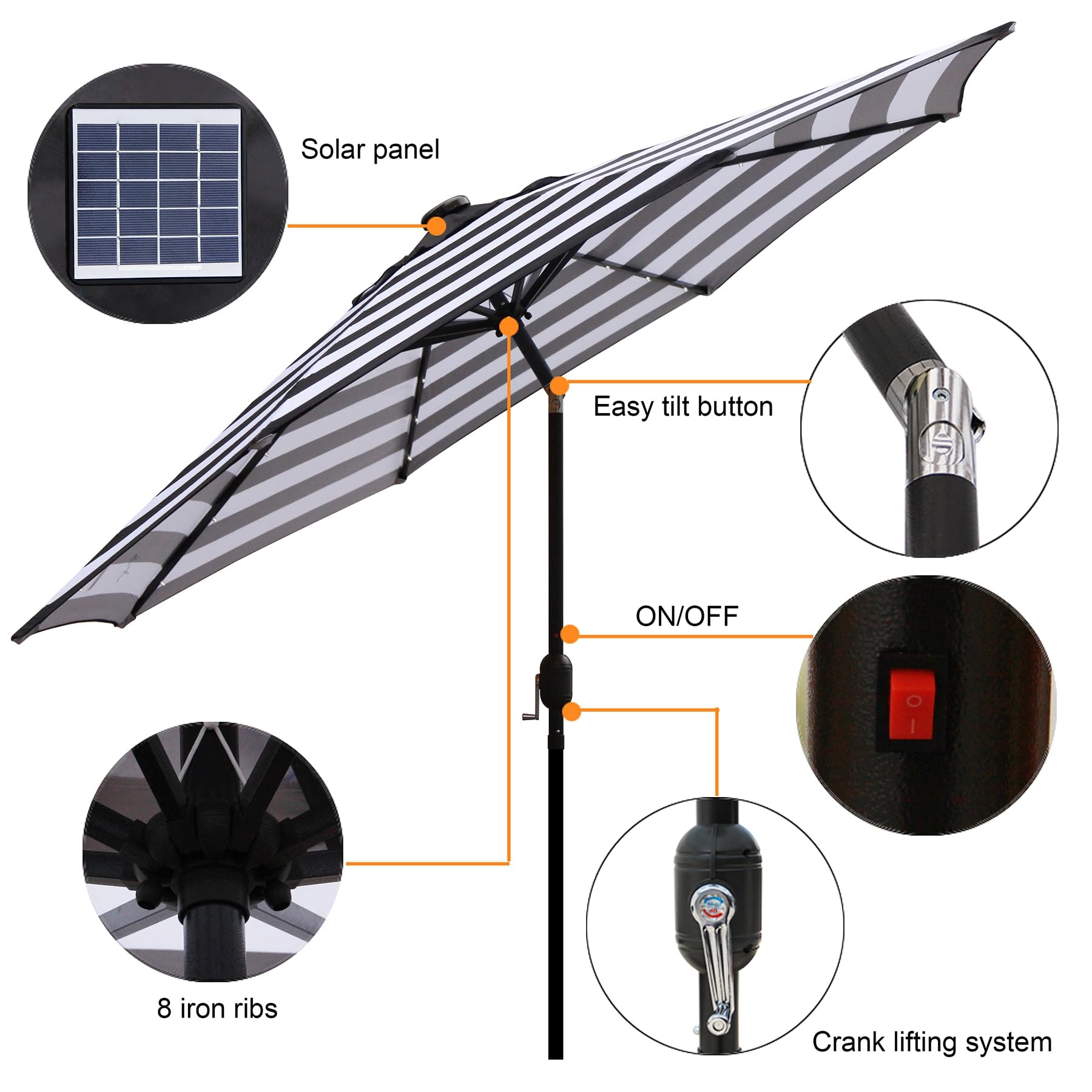 Blissun 9 ft Solar Umbrella - Thumbnail 3