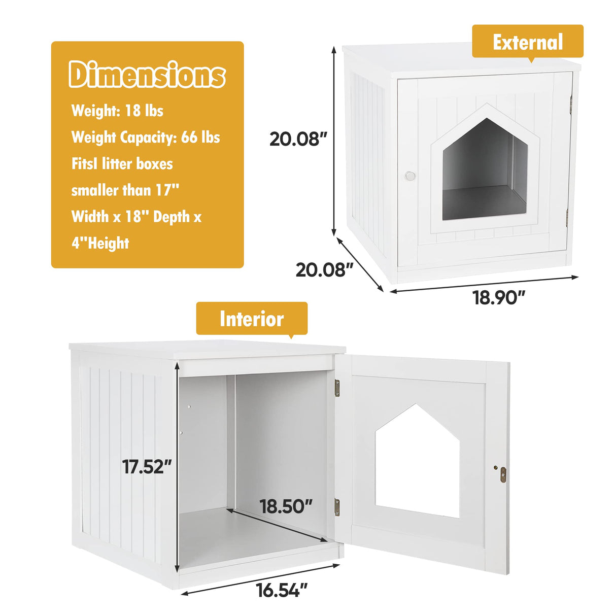 Nova Microdermabrasion Cat Litter Box Enclosure Hidden Kitty Litter Box Furniture Indoor Cat Box Cabinet Cat House & Side Table Nightstand Cat Washroom (White) Nova Microdermabrasion