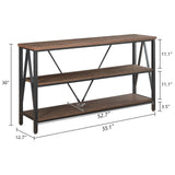 HOMISSUE Entryway Console Table, Rustic Couch Table with Wide Storage, Industrial Sofa Tables for Entryway with 3-Tier Open Shelves, Entryway Table for Living Room, Hallway, Brown, 55 Inch HOMISSUE
