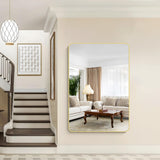 CIVENO 55"x36" Gold Bathroom Mirror, Large Rectangle Mirror, Rectangular Wall Mirror, Rounded Corner Vanity Mirror with Aluminum Metal Frame for Bathroom Bedroom Living Room CIVENO