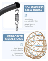 SWITTE Egg Chair Outdoor with Stand, Indoor Wicker Hanging Egg Swing Chair with Cushion, 400LBS Capacity for Patio, Bedroom & Garden - Cream SWITTE