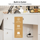 SMOOL Vanity with Lighted Mirror - Makeup Vanity Desk with Power Outlet and 7 Drawers, 3 Color Lighting Modes Adjustable Brightness, 44" Vanity Table with Glass Top for Women Girls, White (White) SMOOL