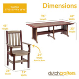 DutchCrafters 9-Piece Outdoor Patio Poly Dining Set, 96" Rectangle Table with 8 Dining Height Chairs for Outside Eating, Gathering, Entertaining - Amish Made in USA (Weatherwood on Brown) DutchCrafters