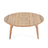 Christopher Knight Home Lalina Outdoor Coffee Table, Acacia Wood Accent Table with Slatted Panel Design, Round Patio Table for Garden Porch Balcony, Low Maintenance Outdoor Furniture, Natural Christopher Knight Home