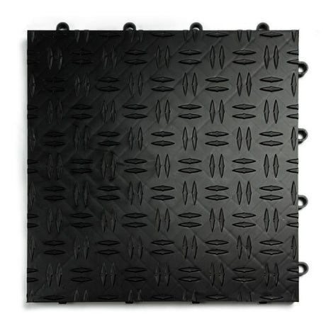 Big Floors GarageTrac Diamond, Durable Copolymer Interlocking Modular Non-Slip Garage Flooring Tile (48 Pack), Black Big Floors