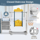 BIERUM Toddler Slide for Toddlers Age 1-3 with Basketball Hoop and Swing, Baby Slide for Kids Ideal Gift, Indoor Outdoor Backyard Playground Blue Yellow BIERUM