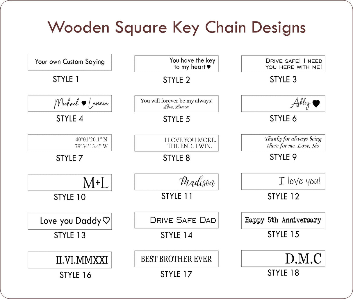 Custom Engraved Wooden Bar Keychain Personalized Generic