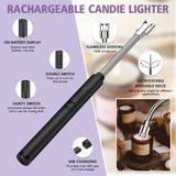 5 in 1 Candle Accessory Set,Candle Wick Trimmer Cutter,Candle Wick Dipper,Candle Wick Snuffer,Rechargeable Candle Lighter,Tweezers,Stainless Steel Candle Care Kit Home Gift for Aromatherapy(Black) HEYLOURB