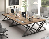 HSH Rustic Long Computer Desk, Industrial Large Wood Metal Office Desk, Wood Pc Writing Work Study Computer Table Desk, Farmhouse Workstation Gaming Executive Desk for 2 Person, Rustic Oak, 70 Inch HSH