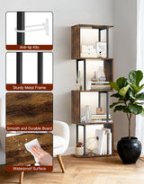 OUTONLIFE 5 Tier S-Shaped Geometric Bookshelf with LED Light, 3 Color Temperatures, Touch & Remote Control, Dimmable Standing Bookcase, Small Display Shelf for Living Room, Bedroom, Office OUTONLIFE