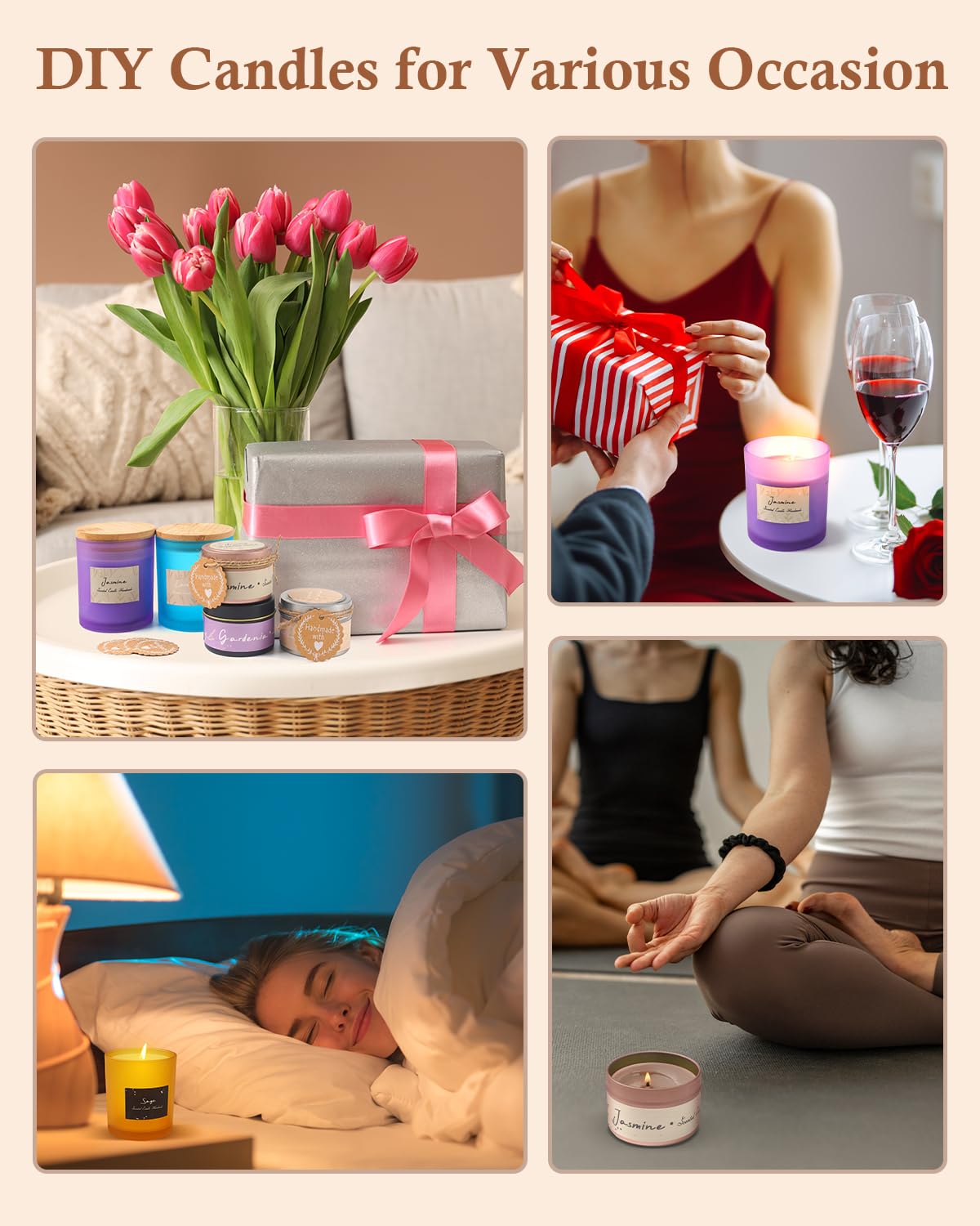 Candle Making Kit for Adults: Soy Wax Candle Making Supplies DIY Crafts Chrismas Stocking Stuffer for Adults Women Teens Beginners Starter Couples Activity Kit, Homemade Crafting White Elephant Gifts CAREVER