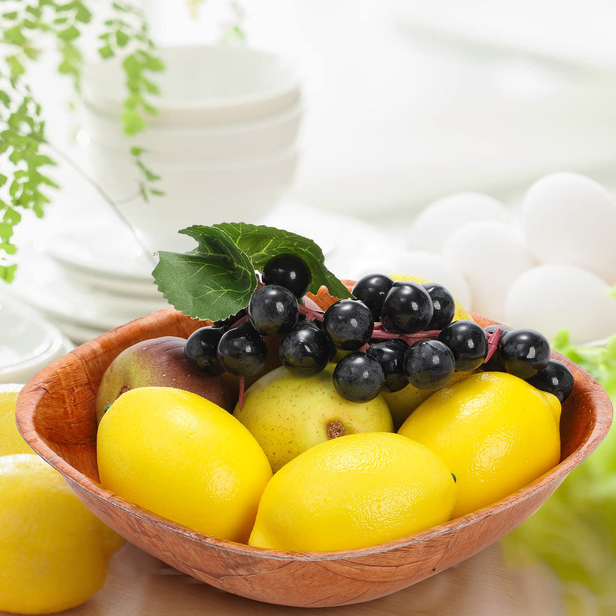 Elsjoy 8 Pack 8 Inch Wooden Woven Salad Bowl, Reusable Square Serving Bowl Woven Wood Mixing Bowl Set, Unbreakable Snack Bowls for Salad, Fruits, Snacks Elsjoy