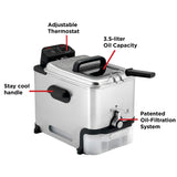 T-fal 3.5L Deep Fryer with Oil Filtration System: 1700W Stainless Steel Fryer, Dishwasher Safe Parts, Digital Timer, Adjustable Temperature Control for Perfect Golden Crispy Results T-Fal
