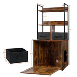 Dwanton Litter Box Enclosure with 2 Storage Shelves and 2 Drawers, 2-in-1 Hidden Cat Litter Box Enclosure Furniture with Shelf, Reversible Entrance, Washable Drawers, 50-Inch, Rustic Brown Dwanton