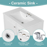 Harper & Bright Designs 30" Bathroom Vanity with Sink, Free Standing Single Basin Vanity Set with One Door and Three Drawers, Solid Wood Bathroom Cabinet with Ceramic Basin for Bathroom, White Harper & Bright Designs