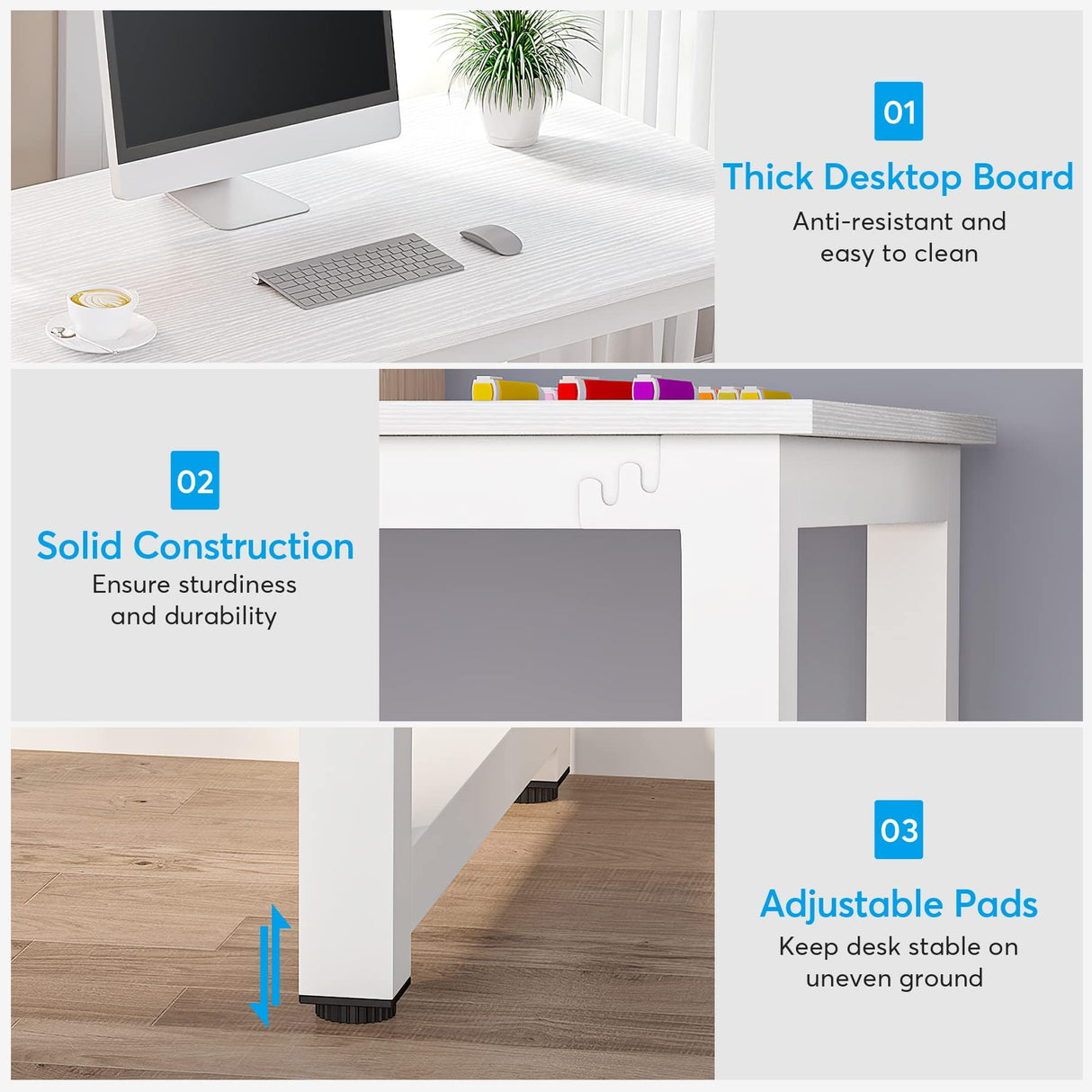 Tribesigns 78 Inches Computer Desk, Extra Large Two Person Office Desk with Shelf, Double Workstation Desk for Home Office(White) Tribesigns