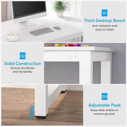 Tribesigns 78 Inches Computer Desk, Extra Large Two Person Office Desk with Shelf, Double Workstation Desk for Home Office(White) - WoodArtSupply