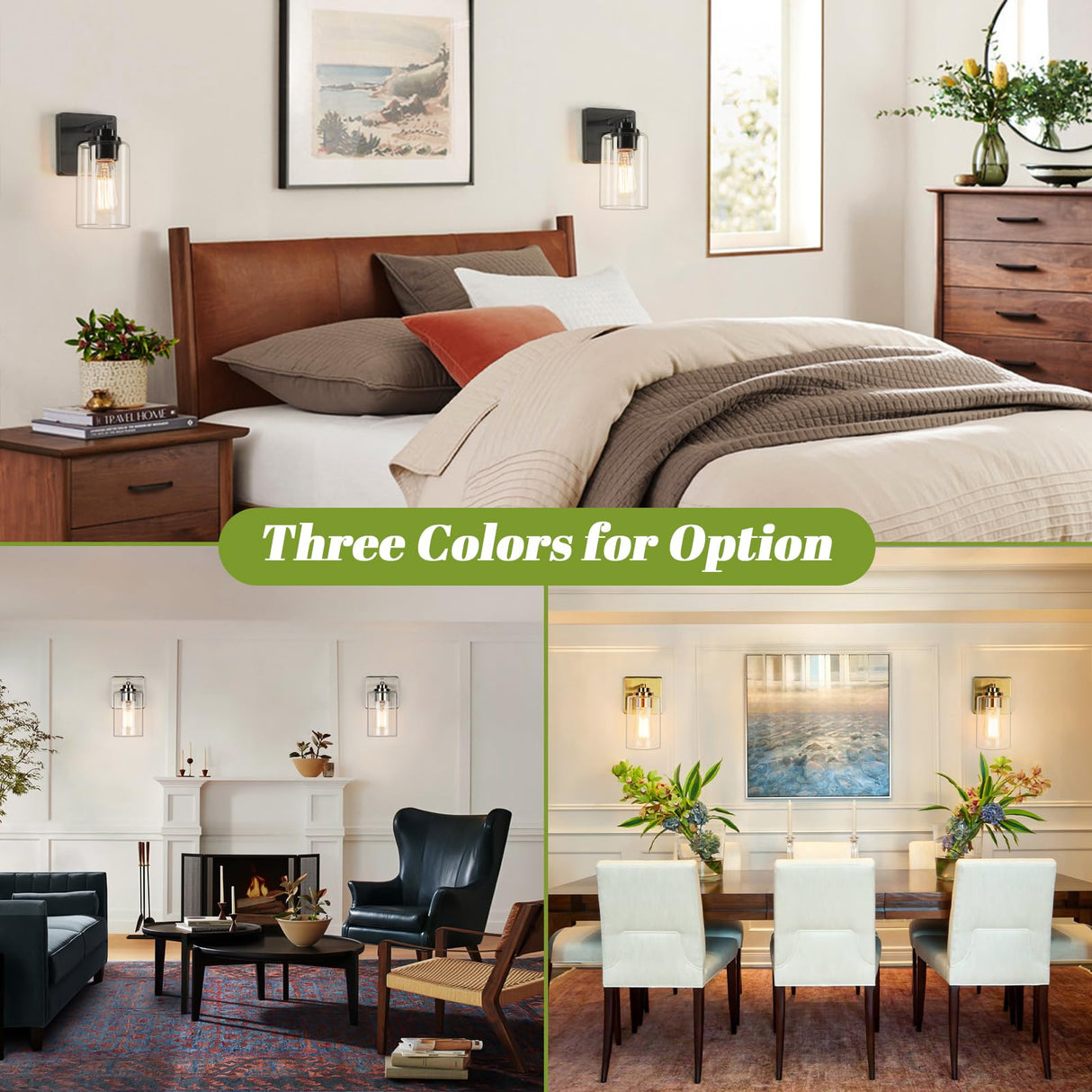 Set of 2 Wall Sconces for Bathroom, Modern Vanity Light Fixtures, Matte Black Wall Mount Lighting Lanterns, Farmhouse Wall Lights with Clear Glass Shade for Bedroom Living Room Mirror Hallway Kitchen VerRon