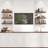 Heimlove 24 inch Floating Shelves for Wall,9.3 inch deep Brown Bathroom Over Toilet Shelf,Wall Mounted Rustic Wood Shelves for,Bedroom,Living Room,Kitchen,Office Decor Set of 2-Brown Heimlove