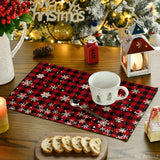 Artoid Mode Red and Black Buffalo Plaid Christmas Placemats for Dining Table, 12 x 18 Inch Seasonal Winter Xmas Snowflakes Holiday Rustic Vintage Thanksgiving Washable Table Mats Set of 4 Artoid Mode