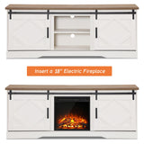 WAMPAT Farmhouse TV Stand Modern Sliding Barn Door Entertainment Center for TVs Up to 75 inch, Wood TV Media Console Table Cabinet Storage for Living Room White WAMPAT