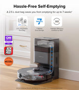 roborock Q5 Max+ Robot Vacuum with Self-Empty Dock, Upgraded from Q5+, 5500 Pa Suction, DuoRoller Brush, Hands-Free Cleaning for up to 7 Weeks, PreciSense LiDAR Navigation, App & Voice Control roborock
