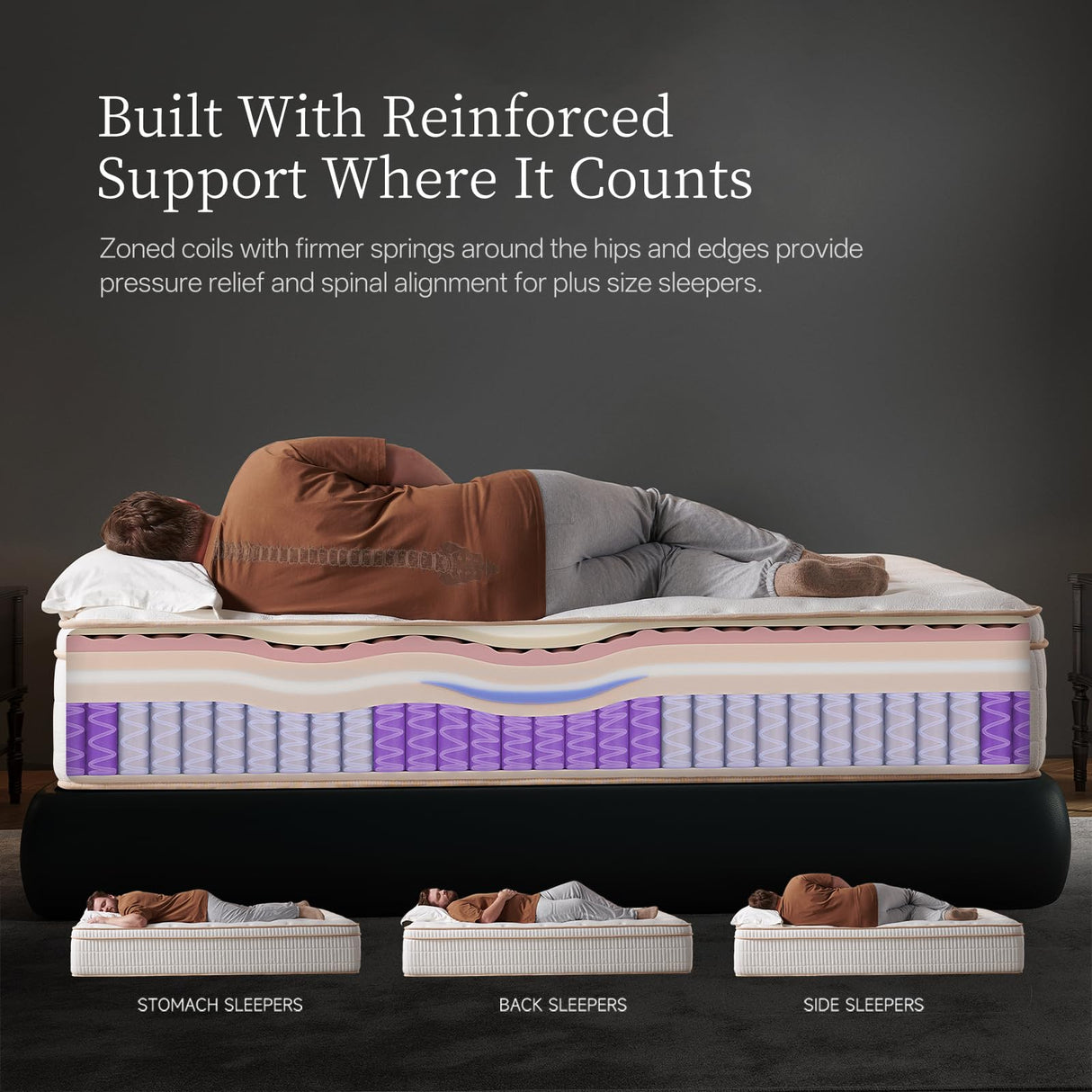 HIRELIX 14 Inch Queen Hybrid Mattress, Medium Firm with Memory Foam and Individually Wrapped Pocket Coils, Fiberglass-Free, CertiPUR-US Certified HIRELIX