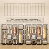 MOGELAFOO Portable Closet Wardrobe, 67-Inch Clothes Organizer with 4 Hanging Rods and 8 Shelves, Non-Woven Fabric Cover, Large Capacity Storage for Bedroom and Living Room, Black MOGELAFOO