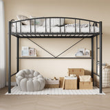 Garvee Loft Bed Twin Size with Ladde and Arched Guardrail, Heavy Duty Metal Loft Bed Frame for Kids and Adults, Sturdy Steel Slats Support, Small Space Saving Design, No Box Spring Needed, Black Garvee
