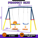 KDYMOD Swing Set for Backyard with Stand, Swing Heavy Duty 440lbs Metal Outdoor Swing Stand, Contain 1 Saucer 32" & 1 Belt seat 26.2" for Playground - Backyard Playset KDYMOD