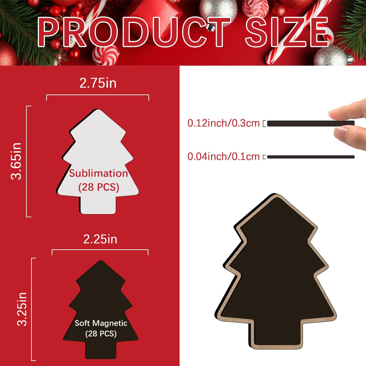 56Pcs Sublimation Magnets Blanks Bulk 28 pcs Sublimation Magnet Blanks Products 28 pcs Soft Magnetic for Kitchen Refrigerator Christmas Sublimation Onament Blanks DIY Craft AiDiYGECO