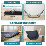 Anyoo 2 in 1 Hammock and Swinging Chair with Collapsible Steel Stand & Carrying Case,Portable & Adjustable,Easy Set Up for Outdoor,Indoor,Porch Swing,Patio,Garden,Camping Trip ANYOO