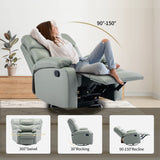 GNMLP2020 Swivel Rocker Recliner Chair for Adults, Rocking Recliner Chair, Manual Small Recliners for Small Spaces, Single Sofa Recliner for Living Room, RV, Green GNMLP2020