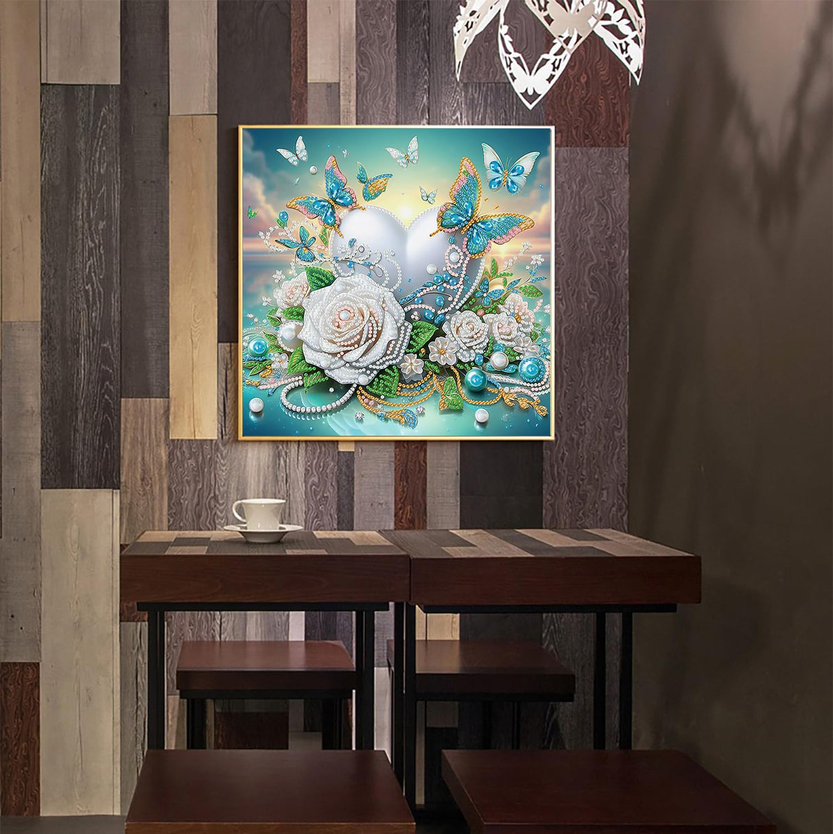 Diamond Art Kits for Adults, Flowers Butterflies Heart Special Shape Diamond Painting Kits for Beginners, DIY 5D Crystal Diamond Dots Gem Art Craft for Home Decor 11.8x11.8 Inch Acelii