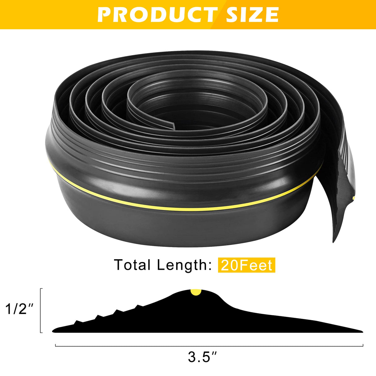 20Ft Universal Garage Door Bottom Threshold Seal Strip with 20oz Glue Gel, Weatherproof Rubber DIY Weather Stripping Replacement - Black Papillon