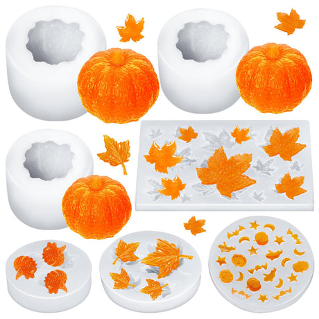7 Pcs Pumpkin Candle Molds - Halloween & Thanksgiving Silicone Molds for DIY Craft Making Decoration Supplies KVCSYAW