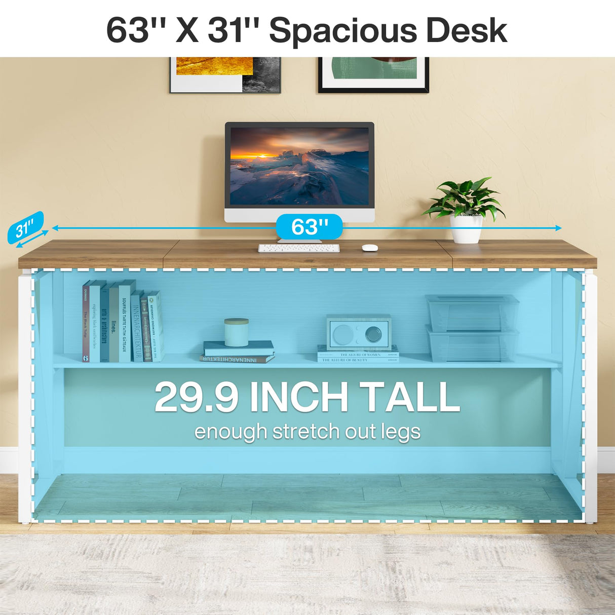 Tribesigns L Shaped Desk with Drawer Cabinet, 63" Executive Computer Desk and lateral File Cabinet, 2 Piece Home Office Furniture for Hanging File, Cabinet with Doors (Walnut, 63-inches) Tribesigns