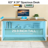 Tribesigns L Shaped Desk with Drawer Cabinet, 63" Executive Computer Desk and lateral File Cabinet, 2 Piece Home Office Furniture for Hanging File, Cabinet with Doors (Walnut, 63-inches) Tribesigns