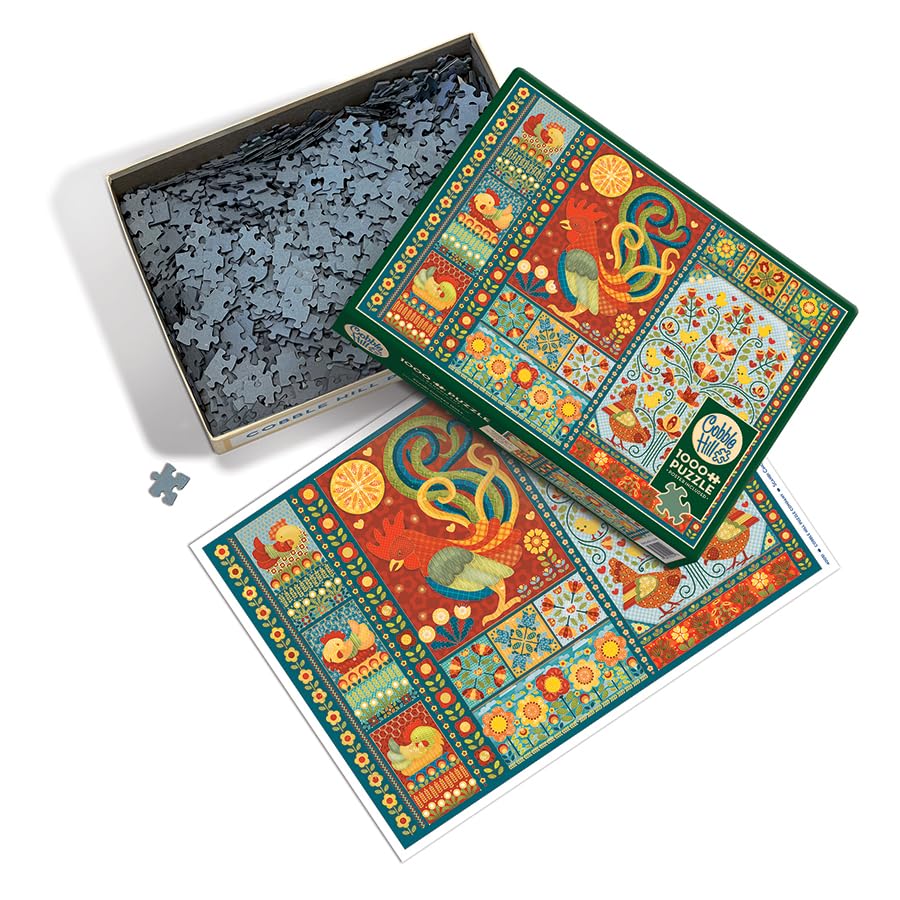 Cobble Hill 1000 Piece Puzzle - Scandi Chicken Quilt - Sample Poster Included Cobble Hill Puzzle Company Ltd.