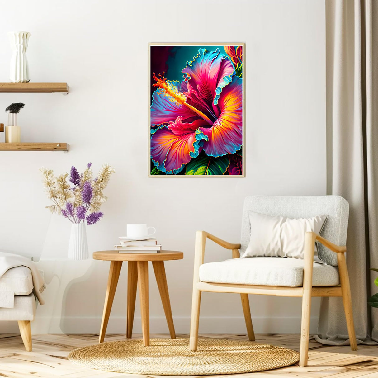 DOMROM Diamond Painting Kits for Adults, Hibiscus Diamond Art Kits, 5D Flowers Diamond Painting, DIY Round Full Drill Diamond Painting Gem Arts and Crafts for Home Decor 12x16 inch DOMROM