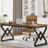 Tribesigns Executive Desk, Office Desk with Extra Thickened Wooden Tabletop and Metal Frame, Large 63 Inches Computer Desk Writing Table Study Desk for Home Office, Rustic Brown Tribesigns