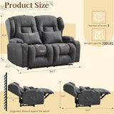 SAMERY 54.2" RV Loveseat Recliner Sofa, Manual Recliner Loveseat RV Sofa Home Theater Seating with Arm, Cup Holders and Side Pocket for Living Room/Office/Apartment SAMERY