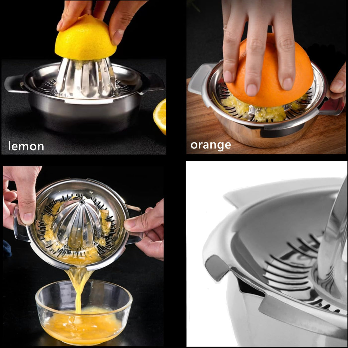 Citrus Lemon Orange Grapefruit Juicer Manual Squeezer 304 Stainless Steel Robust Hand Juicer Reamer Rotation Press with Strainer＆10oz Bowl, 2 Pour Spouts, Dishwasher Safe, Easy to Clean, Heavy Duty Etinslant