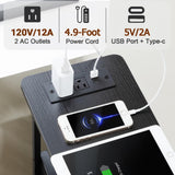 LOAKEKEL Narrow End Tables Living Room Set of 2 with Charging Station, Skinny Side Table with Fabric Drawers, Slim LED Nightstand for Bedroom, Small Spaces, Couch, Black, HETNDP02LBK LOAKEKEL