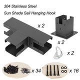 Meruzy Pergola Bracket Kit,3-Way Stainless Steel Pergola Elevated Wood Stand T Brackets & Post Base Brackets for 4" x 4" (Actual 3.5" x 3.5") Wood Beams Lumber Meruzy